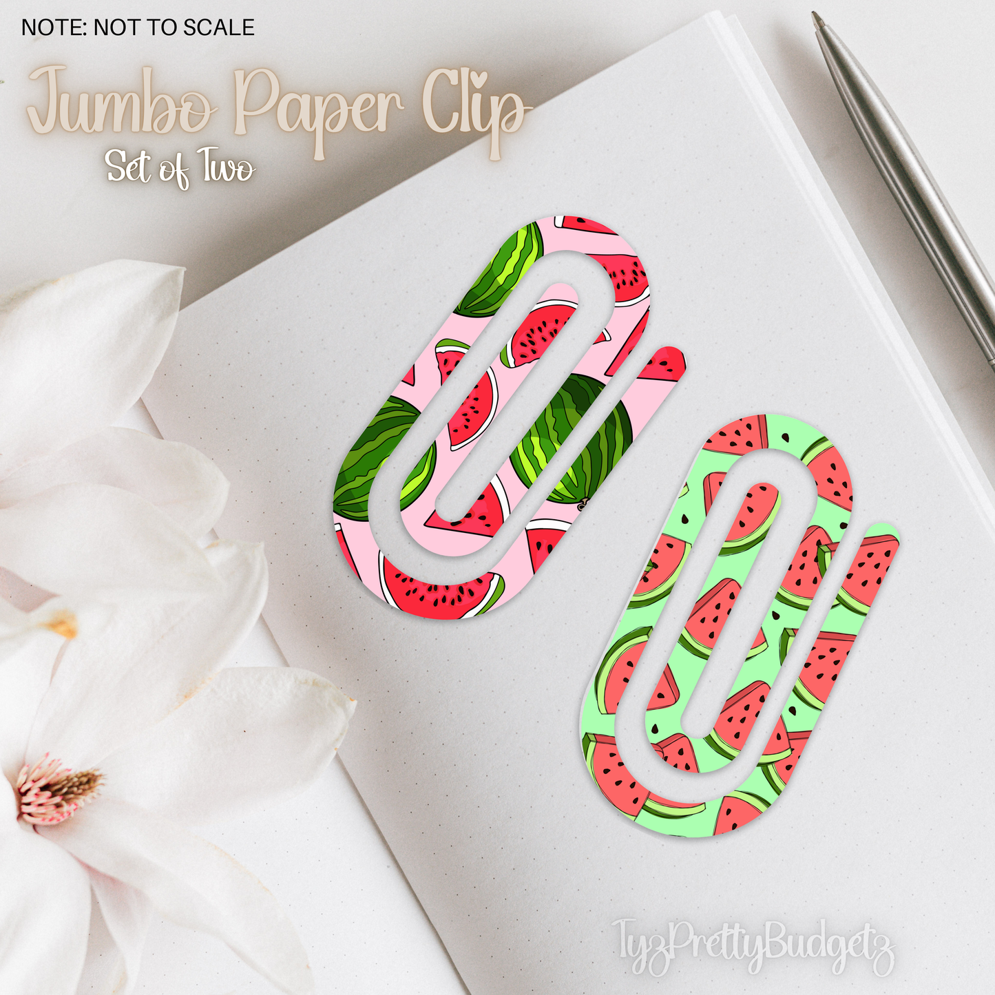 Watermelon Jumbo Paper Clip set of 2