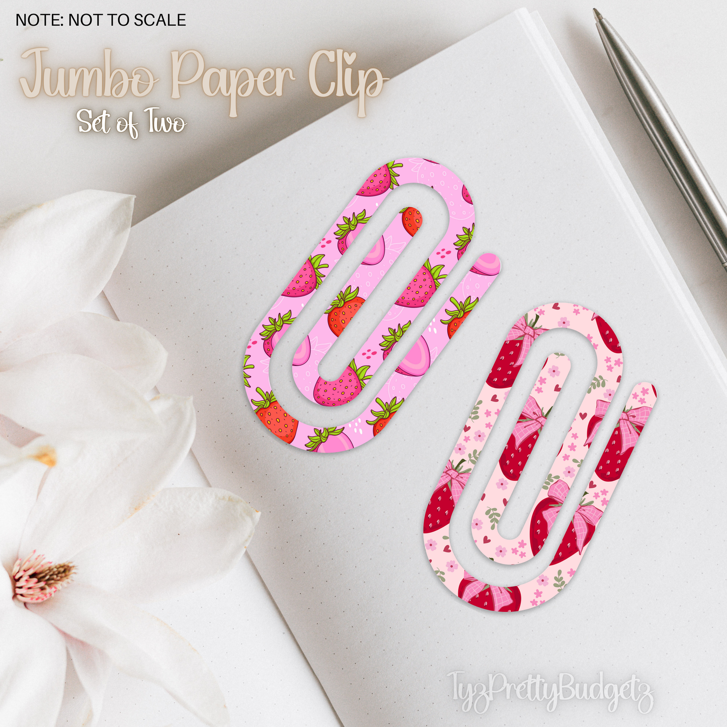 Strawberry Jumbo Paper Clip set of 2