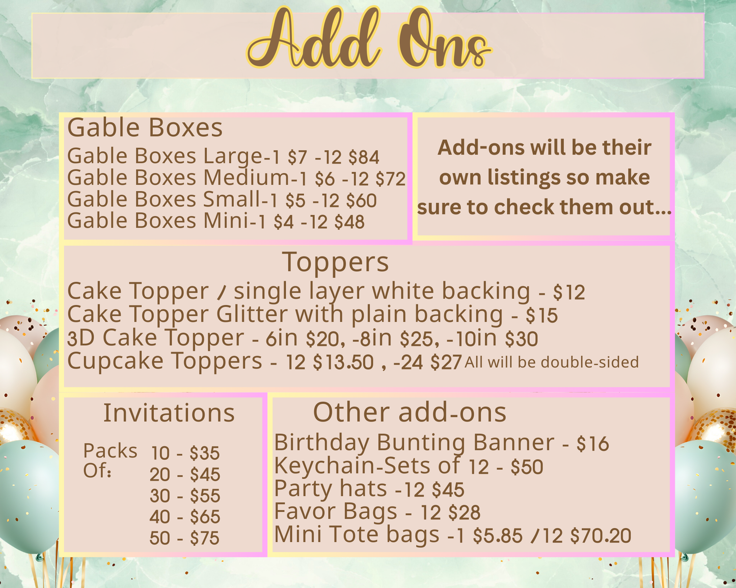 Party Favor package