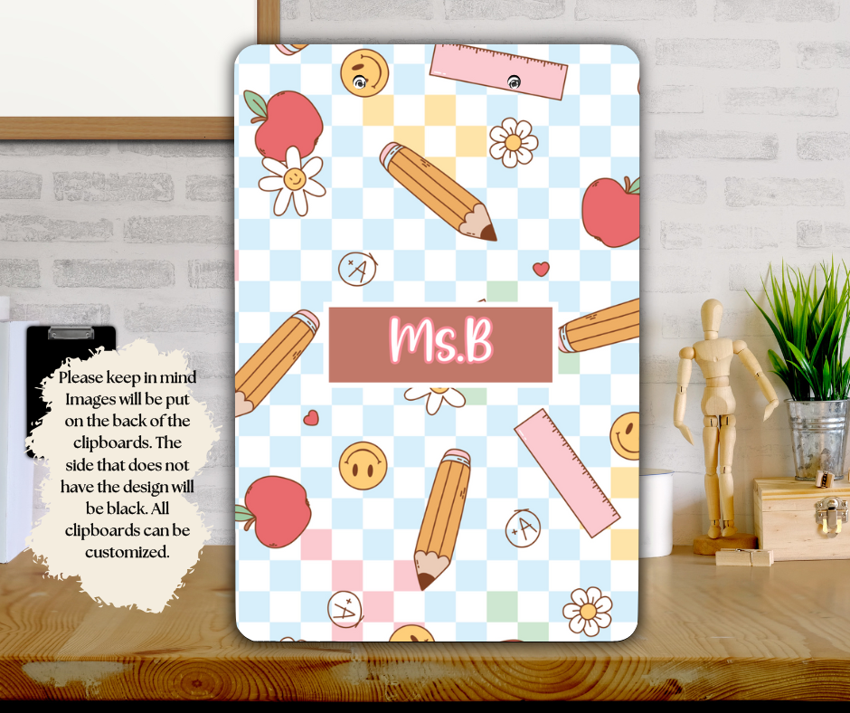 Blue Checkered Teacher Clipboard