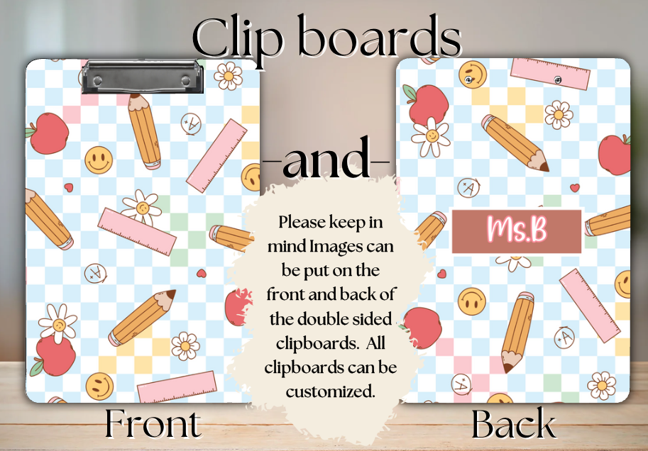 Blue Checkered Teacher Clipboard