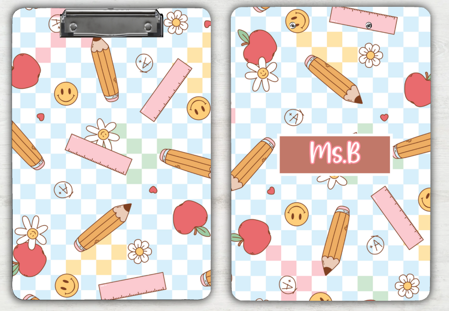 Blue Checkered Teacher Clipboard