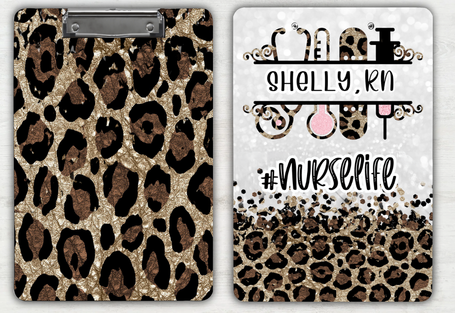 RN Nursing Cheetah Print ClipBoard
