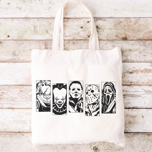 Halloween Tote Bag | Horror Movie Tote Bag| Horror movie Characters | Candy Bag| Gifts for her | Gifts for him | Grocery Bag | Reusable Bag