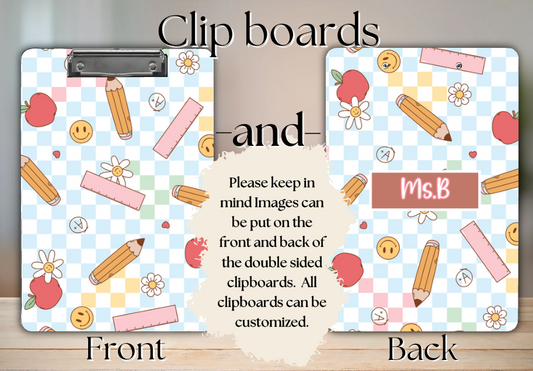 Blue Checkered Teacher Clipboard
